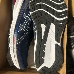 ASICS Men's Navy and White Athletic Shoes